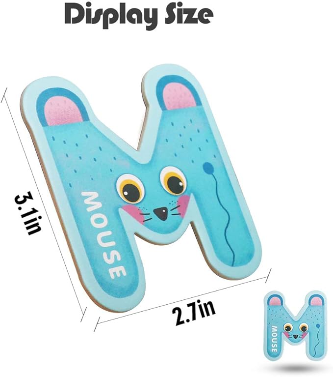 JOCHA ABC Letter Cute Animals Fridge Jumbo Large Alphabet Magnets Preschool Learning Spelling Stick Refrigerator Magnetic Uppercase Colorful Game Toys Set for Kids Toddlers 3 4 5 Years Old