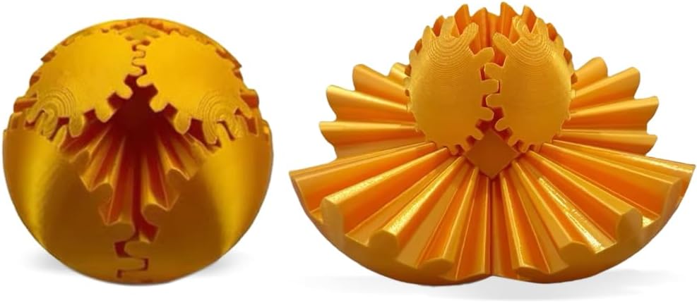 3D Printed Gear Ball, Gears phere Gear Ball Fidget Toy, Puzzle Balls, Fidget Ball, Cube Fidget Toy ,Gear Ball Toys for Classroom Prizes, Party Birthday, Anxiety Relaxing and Stress. (Golden)