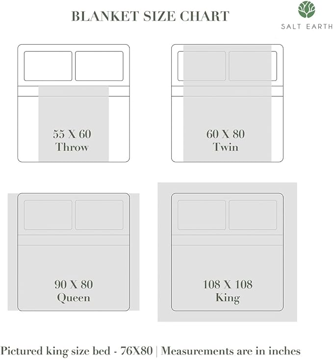 Salt Earth GOTS Certified 100% Organic Cotton Throw Blanket, 55" X 60" Waffle Blankets & Throws for Bed, Throw Blanket for Couch, Modern & Cozy Blanket, All Season, Comfy and Soft Blanket (Sun Bay)