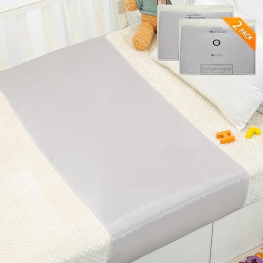 PROMEED 2 Pack Baby Silk Bassinet Sleeve, 23 Momme Pure Silk Cot Semi Sheet, Adjustable for All Standard Bassinet/Cradle/Cot/Crib Mattress (Light Grey)