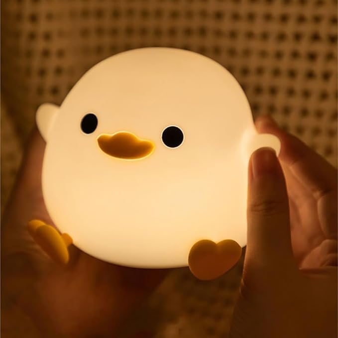 Cute Duck Night Light for Children,Soft Silicone Sleep Light with USB Rechargeable,Touch Sensor Nightlights for Kids Room Gift