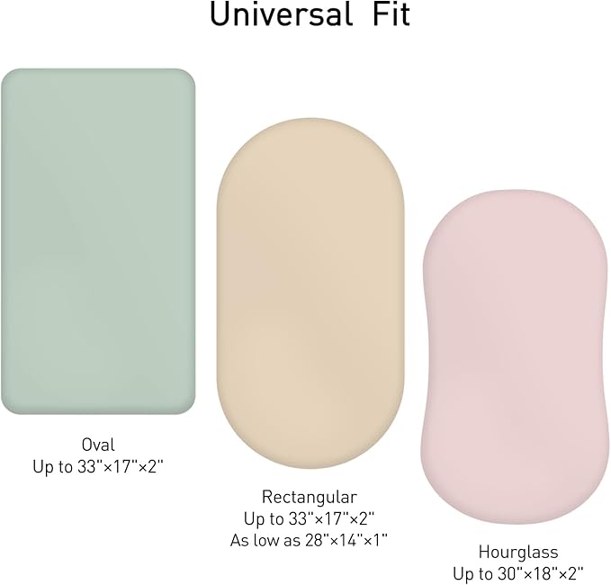 Muslin Bassinet Fitted Sheets, 2 Pack for Baby Boy and Girl, Soft Breathable Stretchy Baby Pad/Mattress Sheet Set, Universal Fit for Hourglass Oval and Rectangle Bassinet Mattress (Natural Leaves)