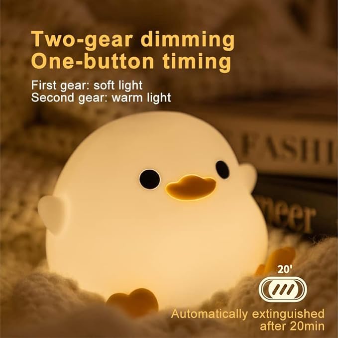 Cute Duck Night Light for Children,Soft Silicone Sleep Light with USB Rechargeable,Touch Sensor Nightlights for Kids Room Gift