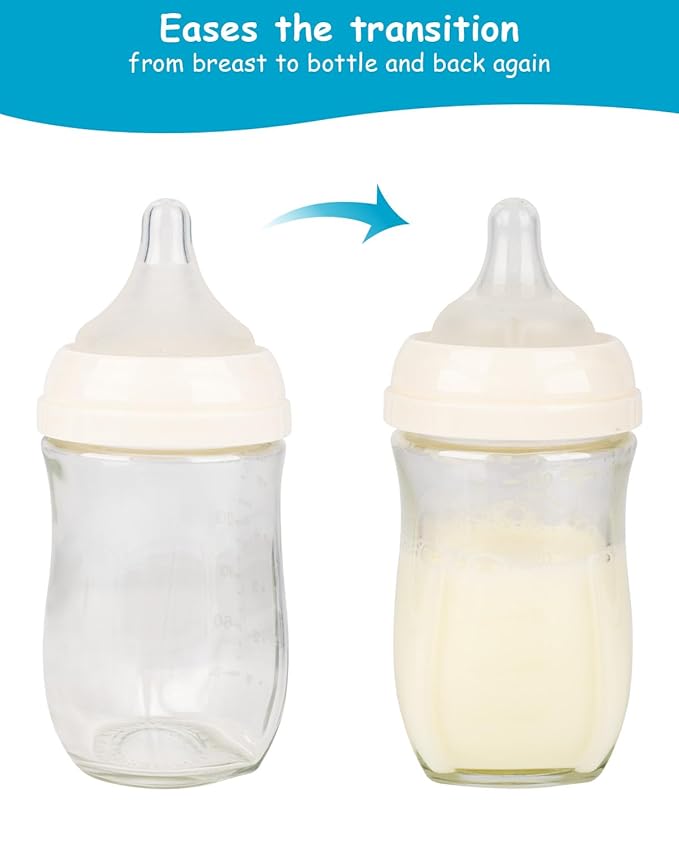 Silicone Nipple for Gulicola Natural Glass Bottle, Medium Flow Nipple Level 2, 3 m+, 4 Count