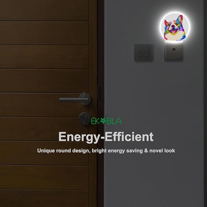 EKOBLA Dog Night Lights Plug into Wall Cute Dog Puppy Animal Plug-in Nightlights Auto Sensor LED Dusk to Dawn Light for Home Indoor Bathroom Hallway Kitchen