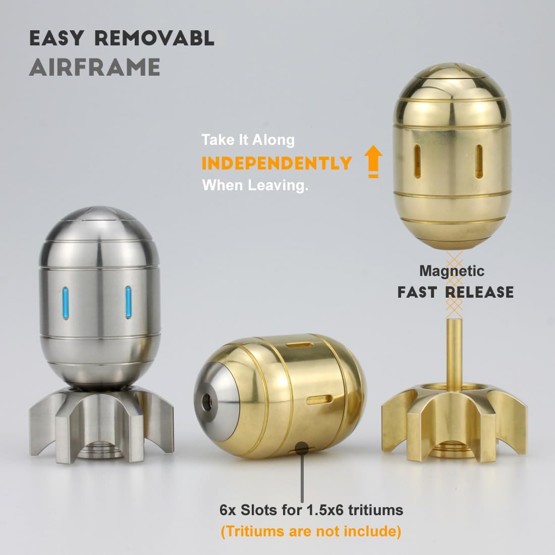 Atomic Bomb Fidget Toys, Metal Fidget Spinners, 3 in 1 Executive Desk Toy, EDC Clicker, Office Sculpture Home Decor, Stress Relief, Gifts for Teens Men Adults (Brass)