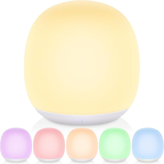 Night Light for Kids, Night Light for Baby Nursery, Color Changing&Dimmable Touch Control Egg Lamp Portable, Toddler Nightlight Silicone Lamp with Timer for Bedside, Camping, Easter (Green)