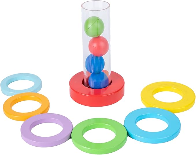 Montessori Interactive Stacking Rings and Balls for Babies 6-12 Months - Clear Tube Fun