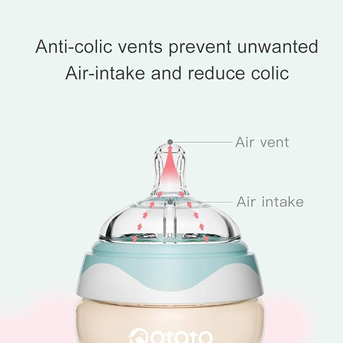 Breast Milk Baby Bottles for Newborn Baby PPSU Anti Colic Infant Bottles Wide Neck Breast-Like Nipple Slow Flow Breastfeeding Toddler Bottles-2pack (2.5oz/pc Blue)