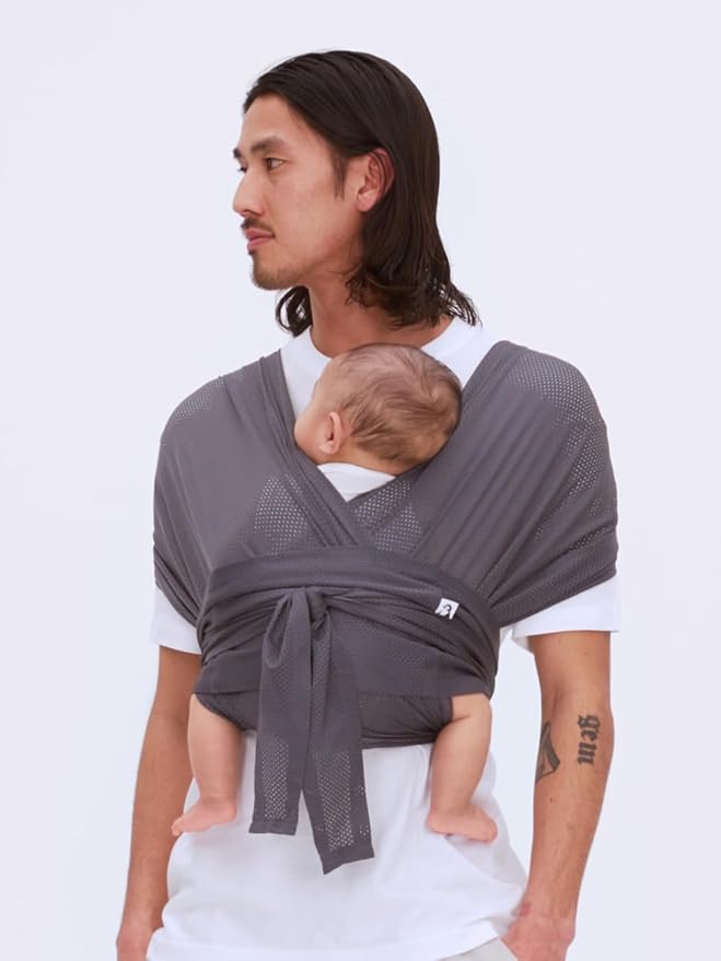 Konny Baby Carrier Flex AirMesh with Head Support- Adjustable, Easy to Wear Baby Wrap Sling, Perfect for Newborn Babies Essentials up to 44 lbs (XS-XL) - Mocha