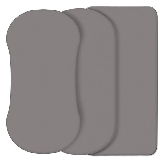CaSaJa Grey 3 Pack Bassinet Sheet Set, Silky Soft Handfeel with Comfy Napping Surface for Baby Boy and Girl, Flexible Fits Various Kinds of Cradle and Bessinet Mattress Up to 15" x 30" and Breathable