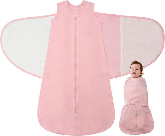 Baby Swaddle Sleep Sack 1.0 Tog 3-in-1 Cotton Baby Swaddle Blanket Wrap for Newborns 6-12 Months Pink