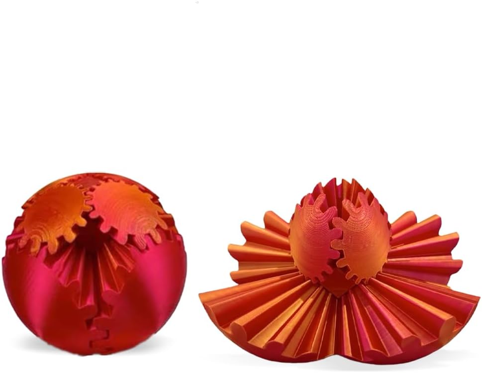 3D Printed Gear Ball, Gears phere Gear Ball Fidget Toy, Puzzle Balls, Fidget Ball, Cube Fidget Toy ,Gear Ball Toys for Classroom Prizes, Party Birthday, Anxiety Relaxing and Stress. (Red)