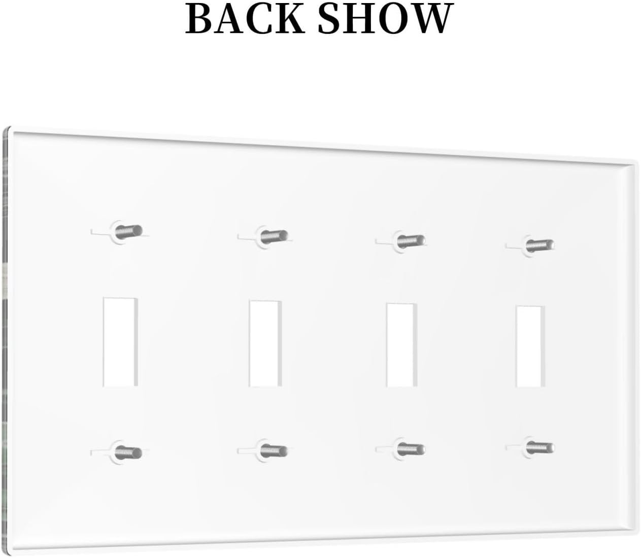 Decorative Switch Covers Plate Rustic Green Leaves White Flower 4 Gang Artistic Wall Plate Unique Quad Toggle Light Switch Plate Jumbo Faceplate for Country Bedroom Home Decor