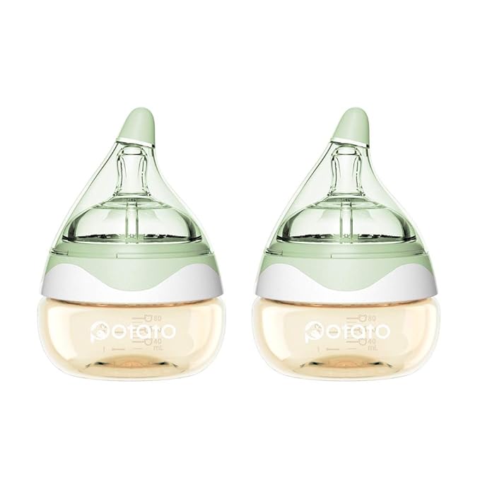 Breast Milk Baby Bottles for Newborn Baby PPSU Anti Colic Infant Bottles Wide Neck Breast-Like Nipple Slow Flow Breastfeeding Toddler Bottles-2pack (2.5oz/pc, Green)