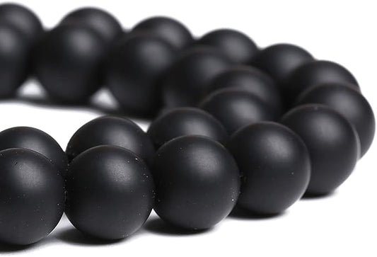 10MM 38PCS Natural Stone Matte Black Agate Loose Beads for Jewelry Making DIY Bracelet Necklace