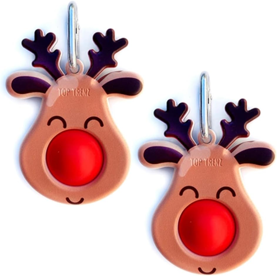 Top Trenz OMG Pop Fidgety Bubble Fidget Toy Stress Relief Anxiety Boredom Keychain (Christmas - Reindeer)