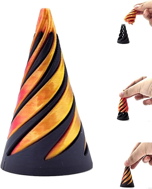 Impossible Cone Spiral Cone Fidget Toy Impossible Pyramid Crossing Sculpture Crossing Pyramid Fidget Toy Mini Vortex Illusion Cool 3D Printing Figurine