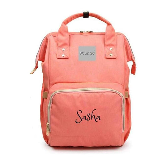 Personalized Large Diaper Bag Knapsack/Tote Bag/Backpack -Custom Monogram Embroidered for Infant/Baby Bag (Orange)