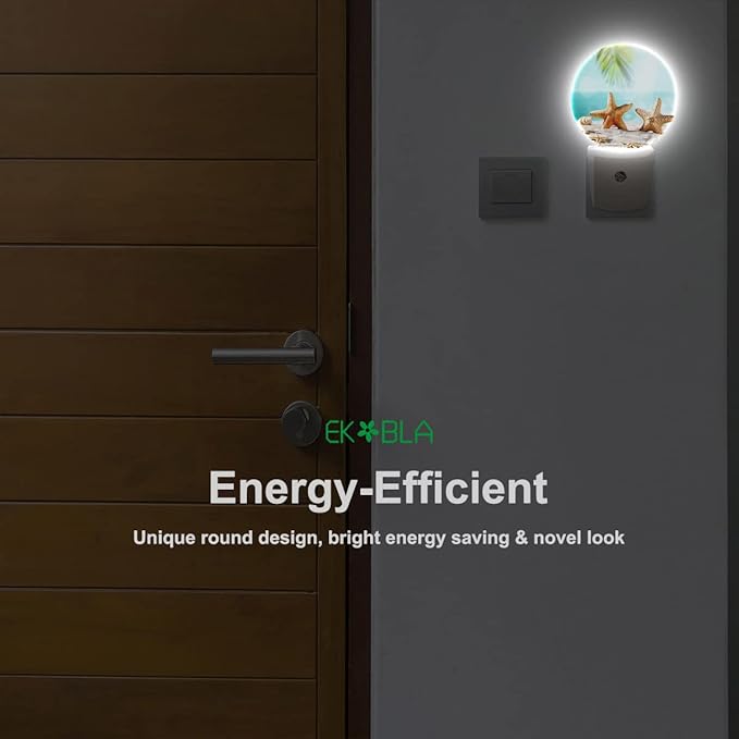 EKOBLA Starfish LED Night Light Summer Sea Ocean Coastal Beach Nautical Plug-in Nightlights Auto Sensor LED Dusk to Dawn Light for Boys Girls Men Women