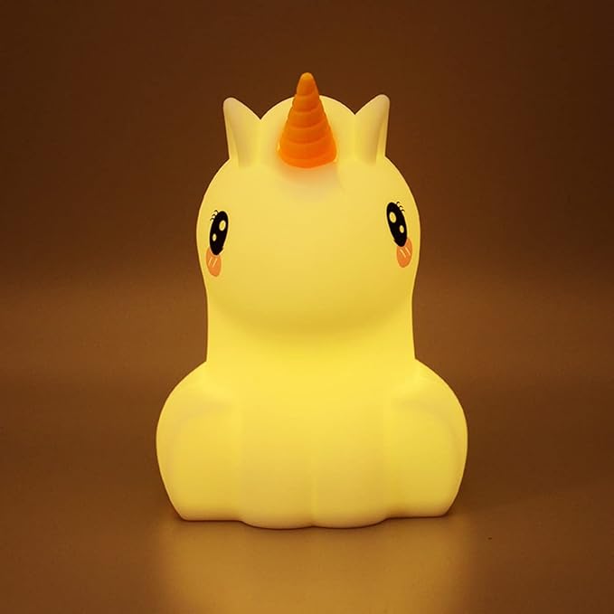 WHA&DARREN Large Unicorn Night Light for Kids,Cute Baby Night Light, Silicone Bedside Lamp,Sleep LED Lights, Eye Caring, Adjustable Brightness & Color, Time Setting, Touch Control & Remote Control