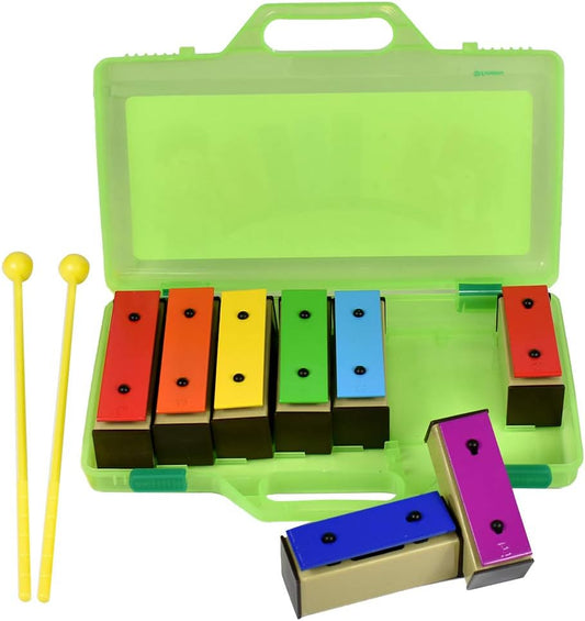 ENNBOM Xylophone Glockenspiel 8 Notes Chromatic Resonator Bells with Green Case