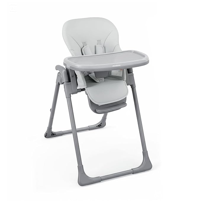 High Chair, Foldable High Chairs for Babies and Toddlers, Adjustable Height, Backrest and Footrest, Removable Tray, Gray