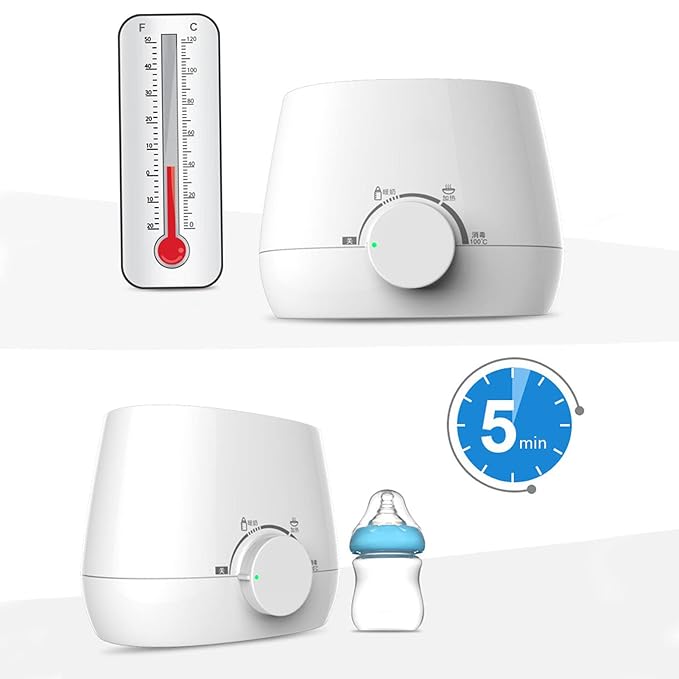 Bottle Warmer Fast 5 Minutes Heating Feed Warmer, Milk Warmer Baby Food Warmers Automatic Thermostat, Baby Food Heater On The Go for Reheating, Defrosting, Steam(110V)