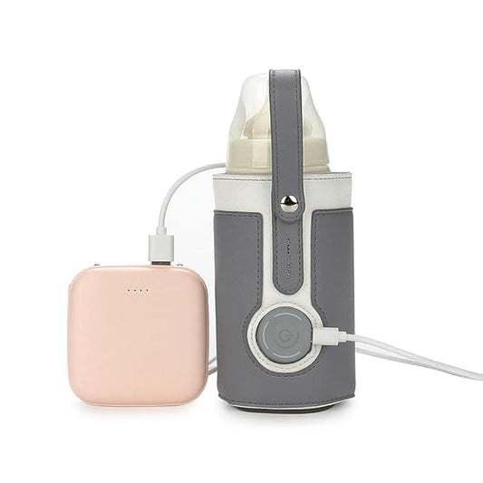 Portable USB Baby Bottle Warmer, 3 Temperature Adjustable for Car Travel and Milk Heat Keeper - Dark Gray