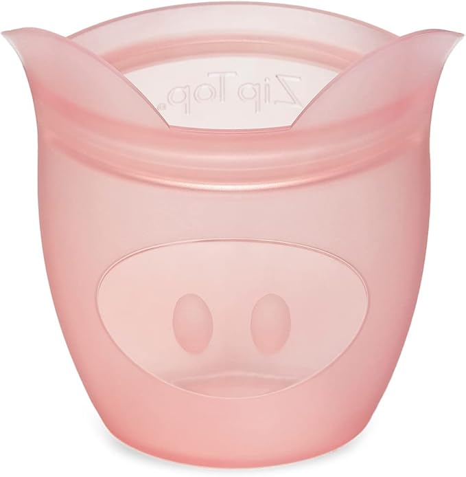 Zip Top Reusable 100% Silicone Baby + Kid Snack Containers- The only containers That Stand up, Stay Open and Zip Shut! No Lids! Made in The USA - Full Set of 4