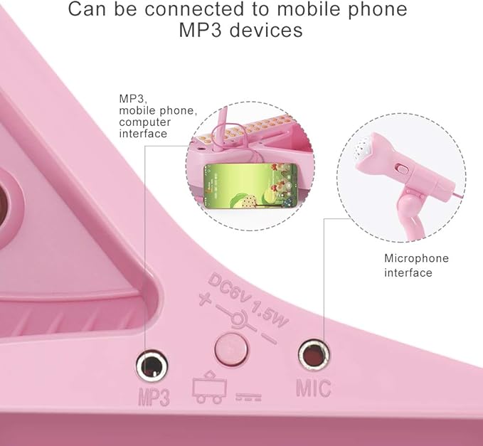 31 Keys Piano Keyboard Toy for Kids, Birthday Gift for 1 2 Year Old Girls，Pink Musical Piano Toy for Toddlers with Microphone and Stool