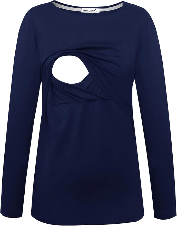 Smallshow Women's Maternity Nursing Tops Comfy Long Sleeve Breastfeeding T-Shirt