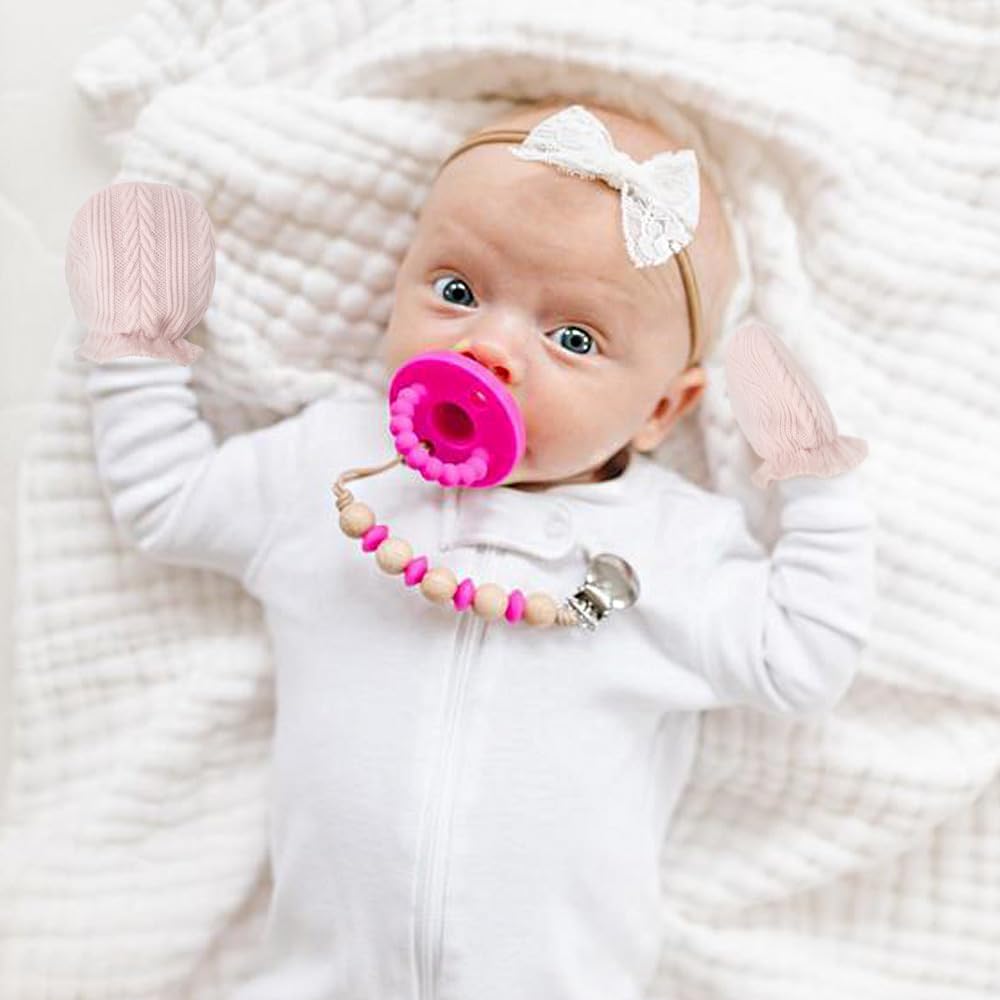 Newborn Baby Mittens No Scratch Cotton Elastic Wrist Gloves Infant Toddler Mittens for Baby Boy Girl 0-6 Months