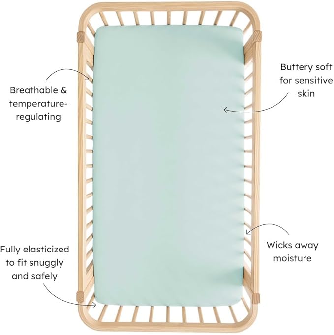 Kyte Baby Soft Crib Sheet - Standard Fitted Crib Sheet Made with Rayon from Bamboo, Ultra-Gentle and Breathable (Sage)