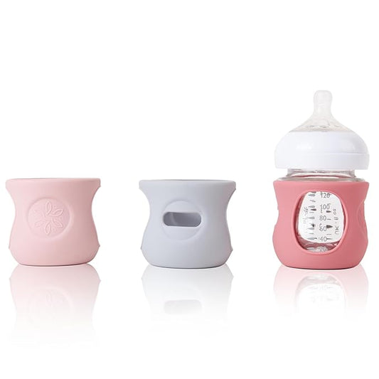 3 Pack Silicone Sleeve for Avent Natural Glass Baby Bottles, Compatible Philips Avent Glass Natural Baby Bottle 4oz