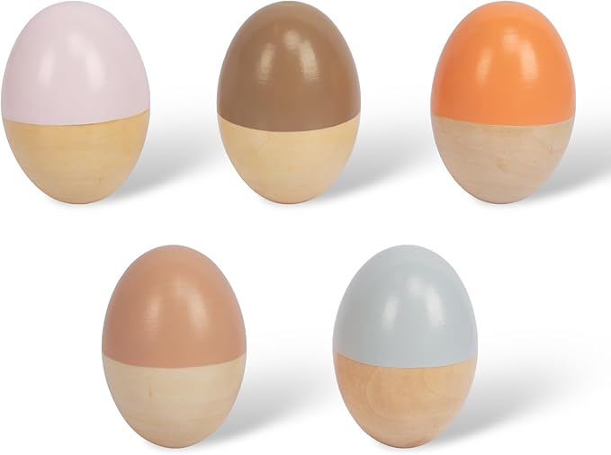 5 Pcs Wooden Baby Egg Shakers Hand Musical Maracas Percussion Instruments for Toddlers Kids