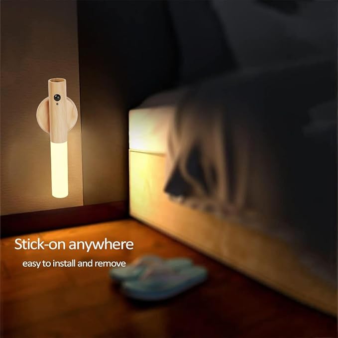 LANDGOO Ash Wood Nursery Night Light - Baby Safe Motion Sensor with 2700K Warm Glow, Rechargeable Wall Mount & Portable for Feeding & Nursery (Child-Safe)