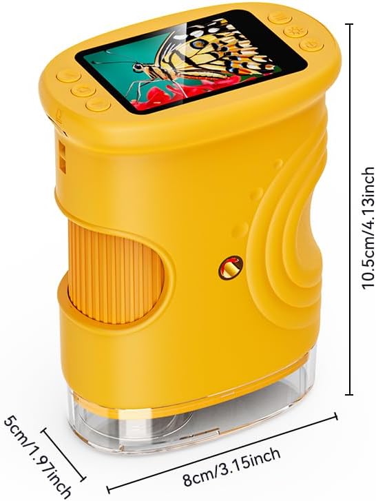 1000X Handheld Digital Microscope for Kids with 2.0" IPS Screen, Portable STEM Science Lab Toy, Rechargeable Pocket Microscope Educational Gift for Boys & Girls Age 4-6 8-12, Orange