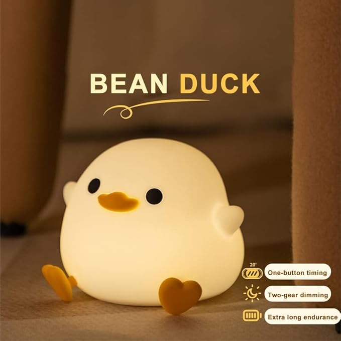 Cute Duck Night Light for Children,Soft Silicone Sleep Light with USB Rechargeable,Touch Sensor Nightlights for Kids Room Gift