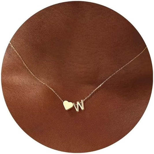Turandoss Heart Initial Necklace for Women Teen Girls - 18K Gold Plated Letter A-Z Pendant Necklace Dainty Heart Necklaces Tiny Initial Necklaces Birthday Gifts for Women Jewelry