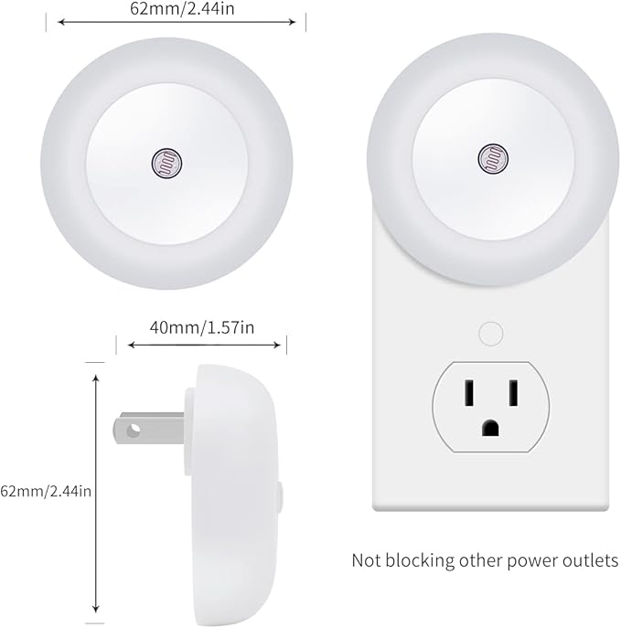 KINUR 6 Pack Night Light, LED Night Lights Plug into Wall with Dusk to Dawn sensors, Plug in Night Lights for Kids Room, Bedroom, Bathroom, Baby Nursery,Stair Lights, Hallway Light, Daylight