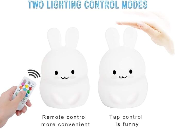 Night Light, Big Size Night Light for Kids, Bedside Lamp, Multicolor Light with Remote Control, Break Resistant, Eye Caring, Adjustable Brightness & Color, Timing Function - Large Rabbit