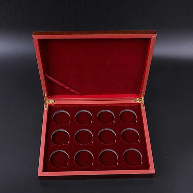 12 Coins Wooden Storage Box Case Display Collection Holder Container for 45mm 1 Ounce Coins