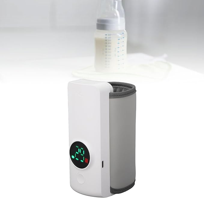 Portable Bottle Warmer, Bottle Heating Sleeve for Breastmilk or Baby Formula, Fast Baby Bottle Warmer with 6000mAh Battery, Battery Powered