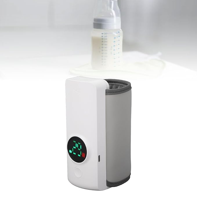 Portable Bottle Warmer for Breastmilk or Baby Formula, 6000mah Travel Warmer for Baby Bottles Infant Milk Warmer Sleeve with Temp Display, Fast Heating & Long Lasting Warming