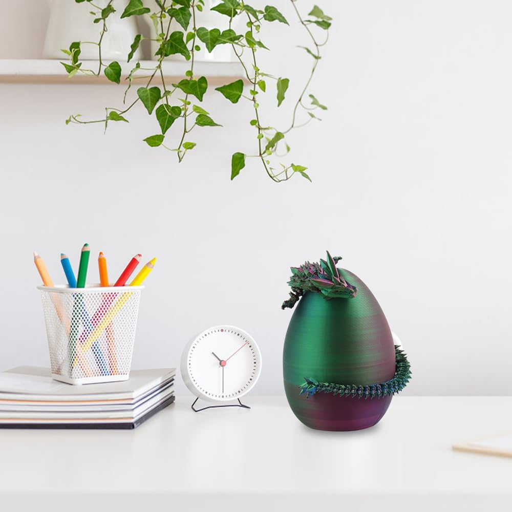 3D Printed Dragon Egg, 3D Dragon Eggs with Dragon Inside, Articulated Crystal Dragon Fidget Toy for Autism/ADHD, Home Decor Executive Desk Dragon Toys for Kids Adults (Red Blue Green)