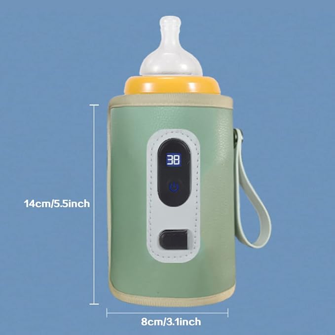 USB Milk Warmer Bag, Portable Bottle Warmer for Travel, 5-Speeds Temperature Adjustment Drink Warm Milk Bottle Insulation Cover with USB Cable