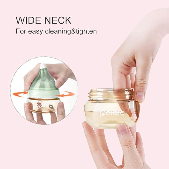 Breast Milk Baby Bottles for Newborn Baby PPSU Anti Colic Infant Bottles Wide Neck Breast-Like Nipple Slow Flow Breastfeeding Toddler Bottles-2pack (2.5oz/pc, Green)