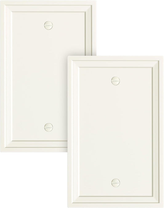 2-Pack Blank Outlet Cover Wall Plate, Natural Material Switch Plates Outlet Covers, Light Almond Decorative Wall Plates for Electrical Outlets