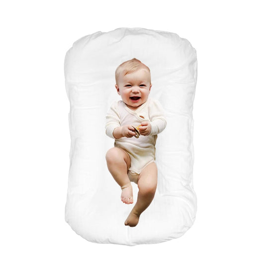 Baby Lounger for Newborn Flat Cover,Baby Nest Cover Tummy Time Mat Breathable & Soft,0° Angle Babies Essentials Gifts Newborn Lounger for Boys & Girls 0-12 Months(White Bean)